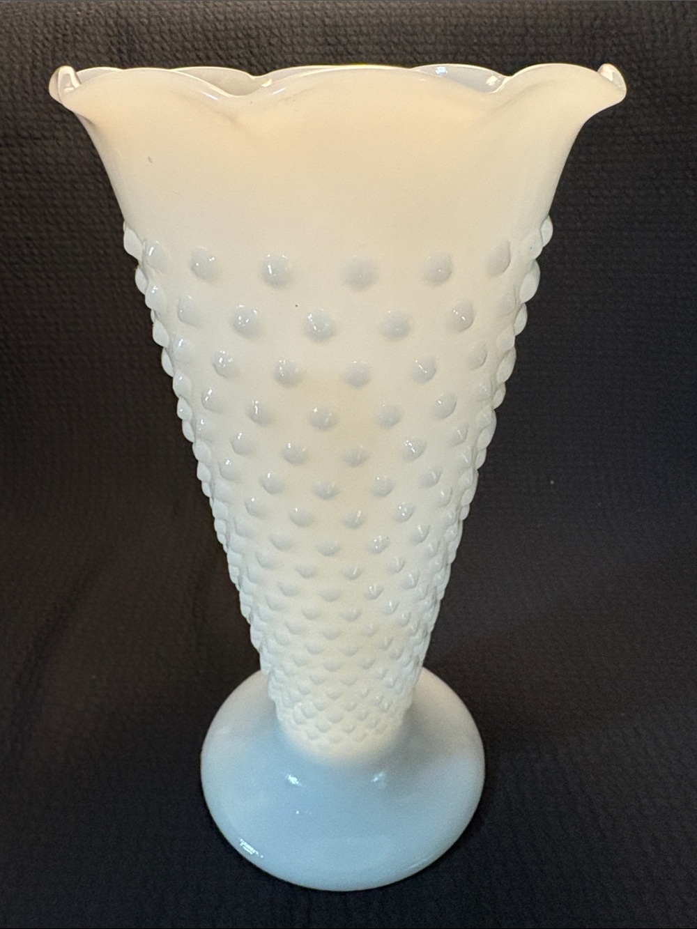 MCM White Hobnail Milk Glass Vase Anchor Hocking classic! 9.5” tall